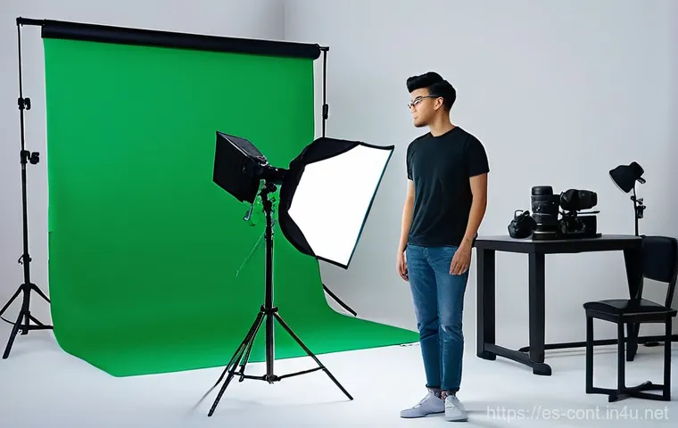 크로마키 촬영 및 편집 - **Prompt 1: Home Chroma Key Studio Setup**
    "A young, diverse content creator, mid-20s, with shor...