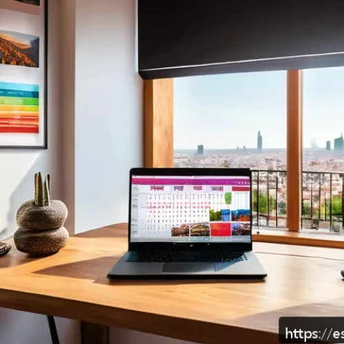 Home 17 영상 구독자 늘리기 - A vibrant and dynamic YouTube creator’s workspace featuring a modern laptop displaying video editing...