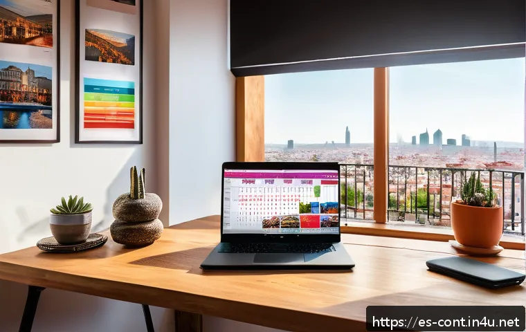 영상 구독자 늘리기 - A vibrant and dynamic YouTube creator’s workspace featuring a modern laptop displaying video editing...